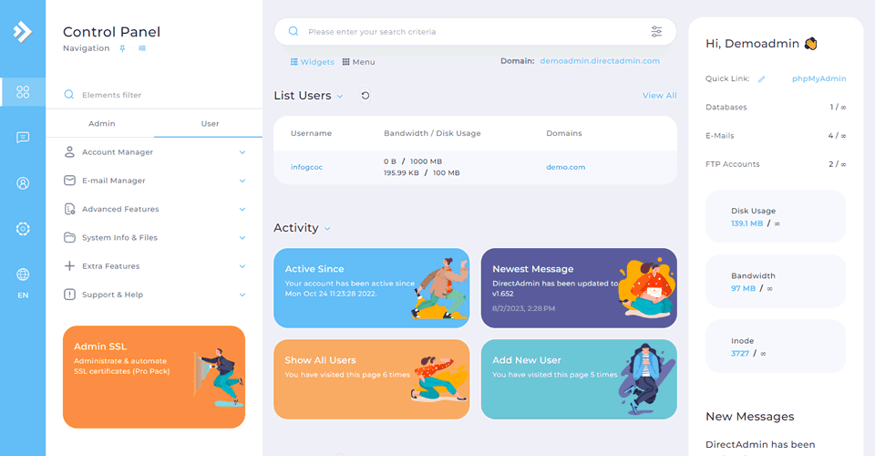 DirectAdmin Hosting Control Panel