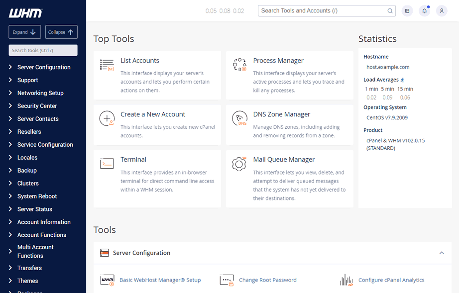 WHM Control Panel Demo